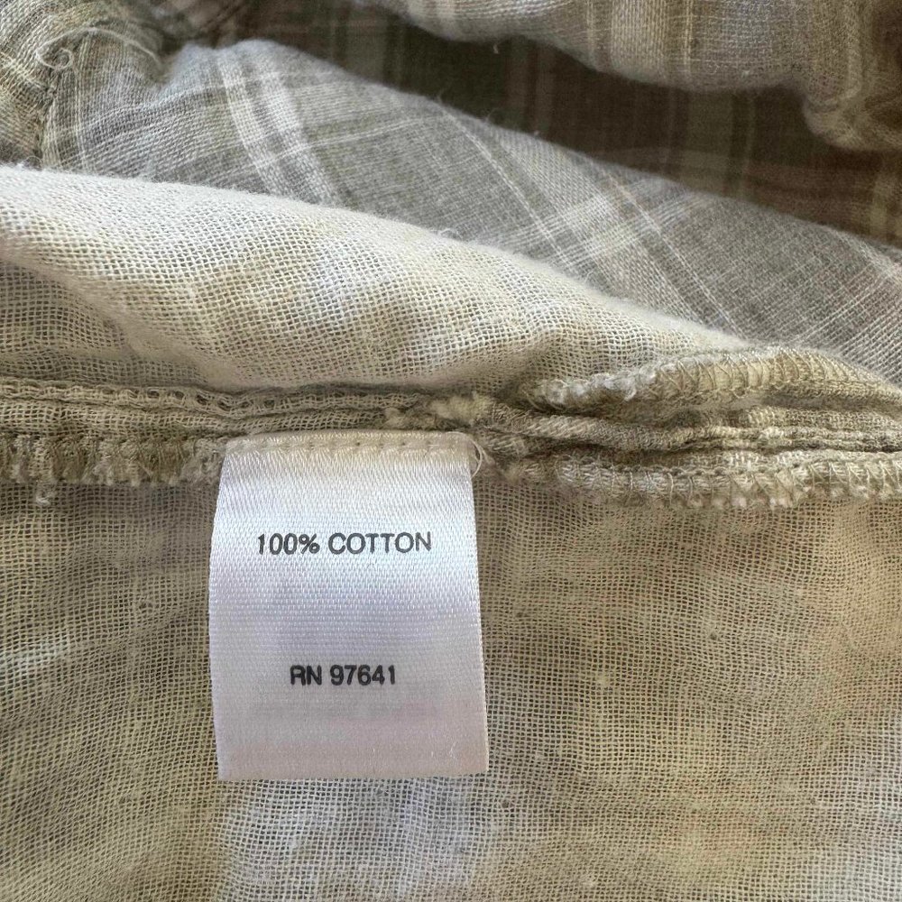 J Jill Button down cotton gray and white plaid long sleeve top medium - Picture 6 of 6